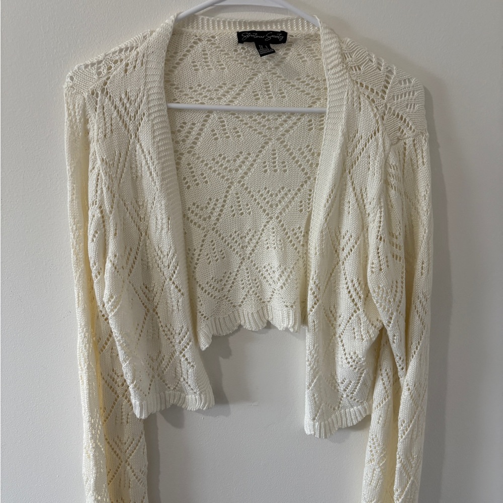 Streetwear Society White Shrug with Geometric Knit